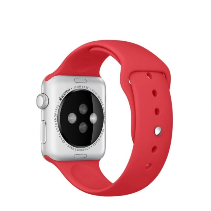 Set 2 in 1 curea din silicon si husa protectie ecran pentru Apple Watch series 1/2/3/4/5 ,materiale de calitate,44 mm, rosu [5]