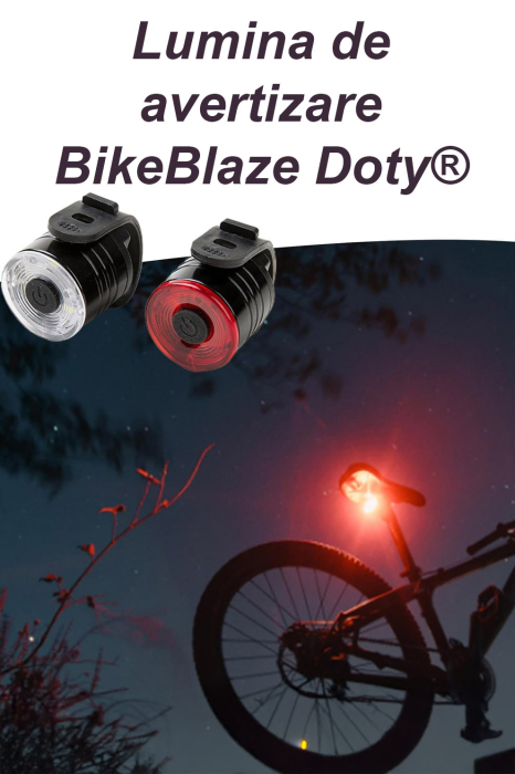 Set 2 lumini de avertizare bicicleta LED, BikeBlaze Doty®, 2.8x2.5 cm, rosu/alb [5]