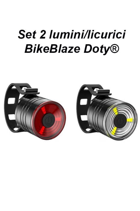 Set 2 lumini de avertizare bicicleta LED, BikeBlaze Doty®, 2.8x2.5 cm, rosu/alb [4]