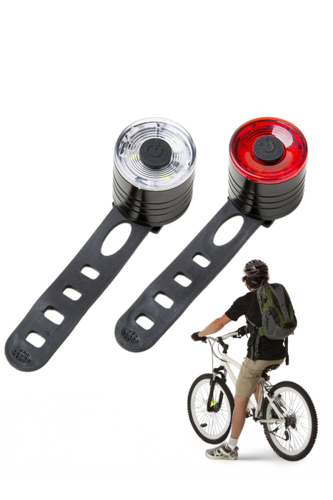 Set 2 lumini de avertizare bicicleta LED, BikeBlaze Doty®, 2.8x2.5 cm, rosu/alb [6]