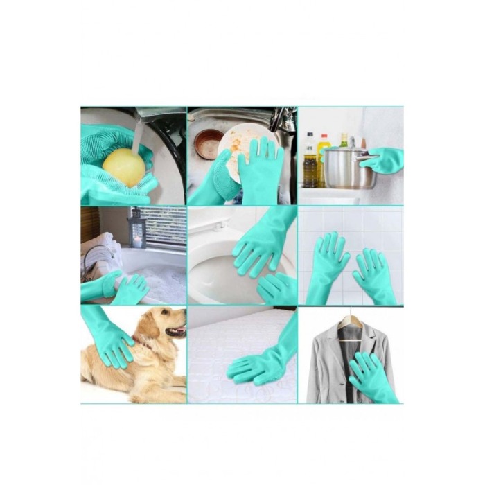 Set 2 manusi multifunctionale din silicon de inalta calitate, peri din silicon pentru spalat vasele, rezistente la temperaturi r [3]