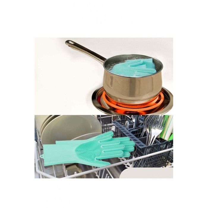 Set 2 manusi multifunctionale din silicon de inalta calitate, peri din silicon pentru spalat vasele, rezistente la temperaturi r [7]