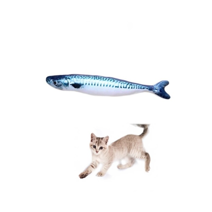 Set 2 pesti de jucarie pentru pisici FishyPlay Doty®, 19 cm, albastru [2]