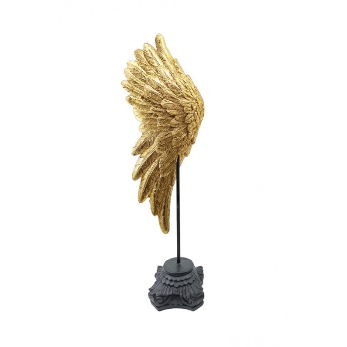 Set 2 statuete Golden Wings, create manual din rasina, design aripi, negru/ auriu, 44x13 cm [2]