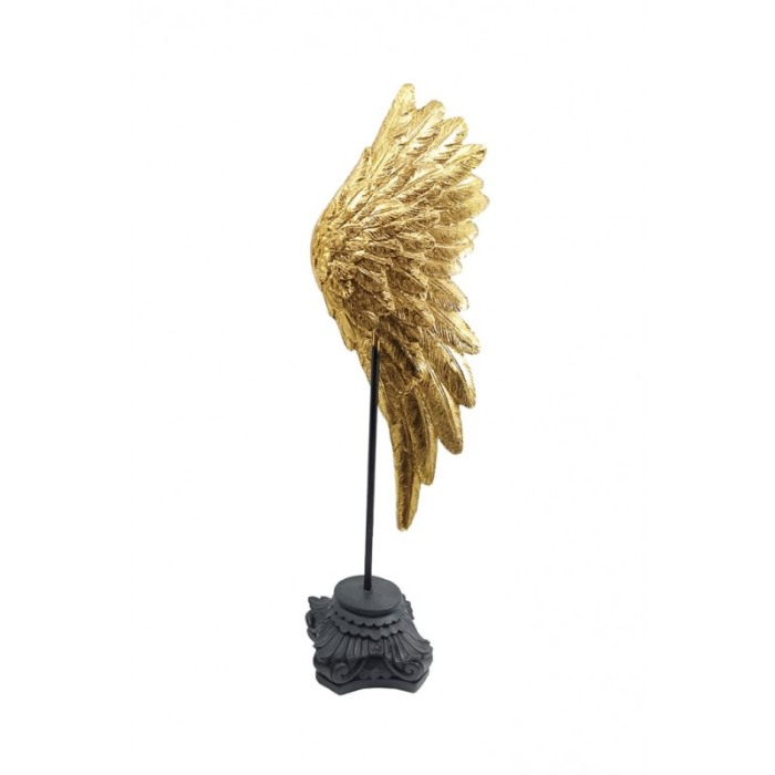Set 2 statuete Golden Wings, create manual din rasina, design aripi, negru/ auriu, 44x13 cm [4]