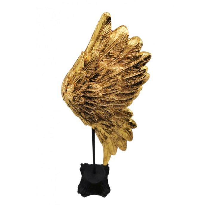 Set 2 statuete Golden Wings, create manual din rasina, design aripi, negru/ auriu, 44x13 cm [3]