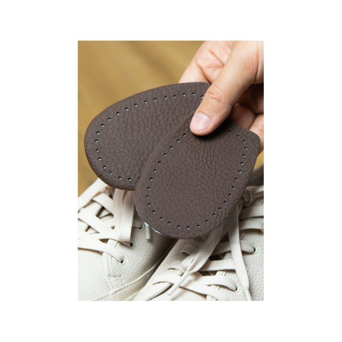 Set 2 Talonete din piele ecologica LeatherHeel, reutilizabile, pernite inaltatoare, universale, 10x8 cm, maro, Doty®️ [2]