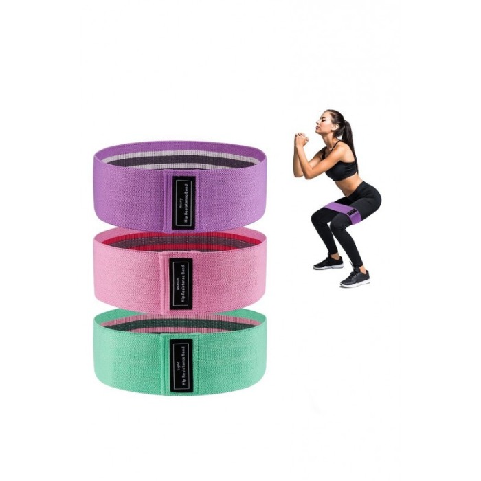 Set 3 benzi elastice ElasticFit, 3 nivele, usor de utilizat, rezistente, bumbac si elastan, multicolor [5]