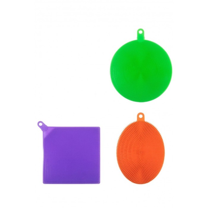 Set 3 bureti de vase multifunctional Rainbow Sponge, silicon rezistent,nu aluneca, nu este abraziv, Doty® [4]