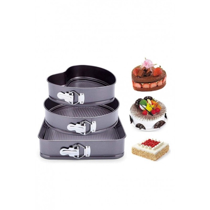 Set 3 forme torturi/prajituri MyCake, margini si baza detasabila, materiale de calitate, negru, Doty® [1]