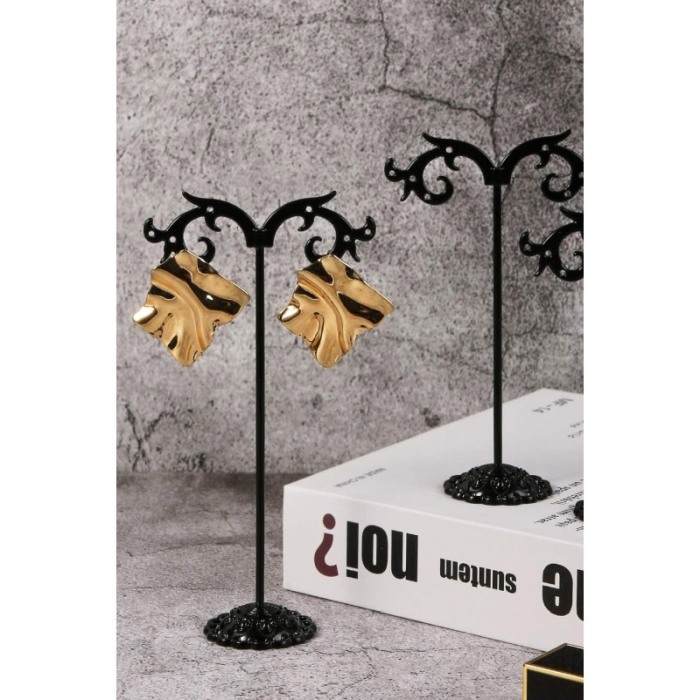 Set 3 suporturi metalice pentru cercei StandEar, multiple orificii, design minimalist, din metal, negru, Doty®️ [6]