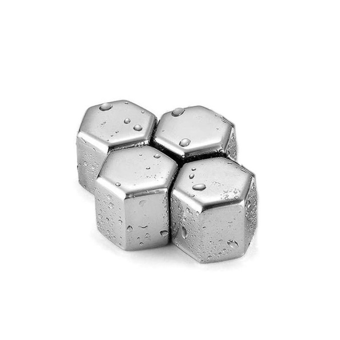 Set 4 cuburi hexagon de racire bauturi  din otel inoxidabil refrigerabile, reutilizabile , Doty [2]