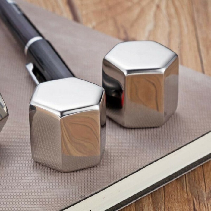 Set 4 cuburi hexagon de racire bauturi  din otel inoxidabil refrigerabile, reutilizabile , Doty [4]