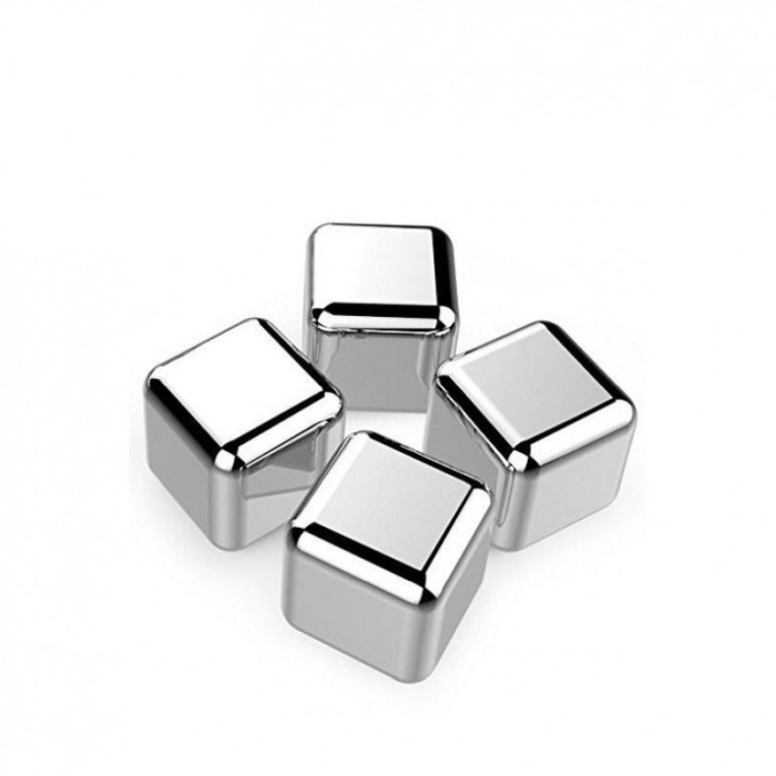 Set 4 cuburi patrate de racire bauturi InstantCold, din otel inoxidabil, refrigerabile, clema inclusa, reutilizabile [2]