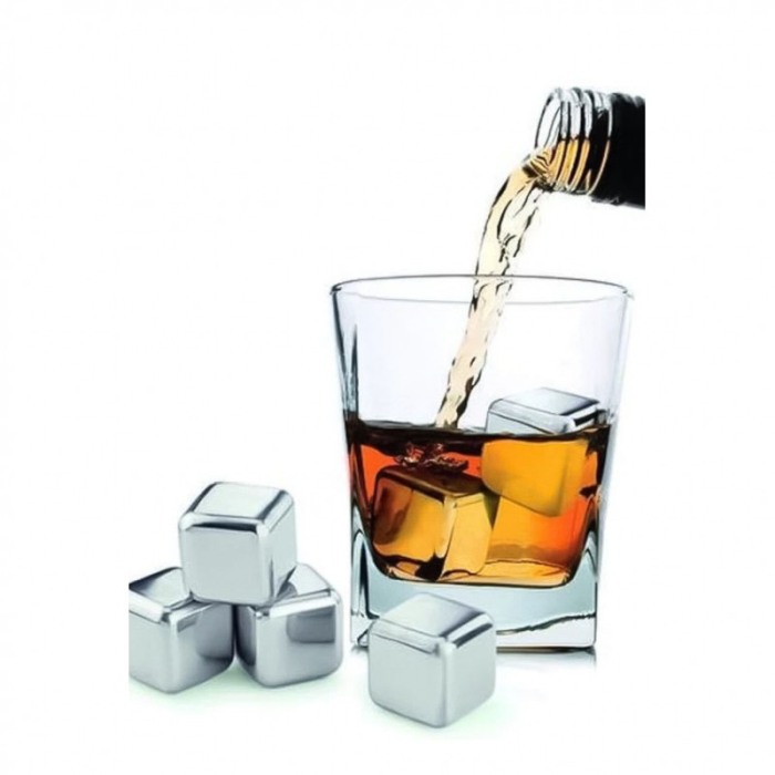 Set 4 cuburi patrate de racire bauturi InstantCold, din otel inoxidabil, refrigerabile, clema inclusa, reutilizabile [5]