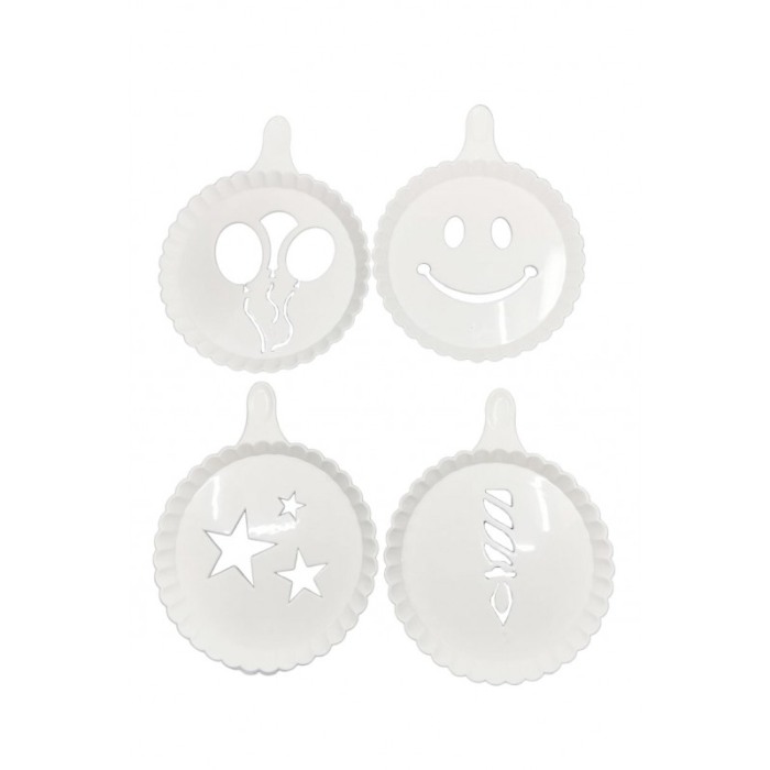 Set 4 forme de ornat cafea sau prajituri ArtON, din plastic, reutilizabile, usor de folosit si curatat, alb, 10 cm [1]