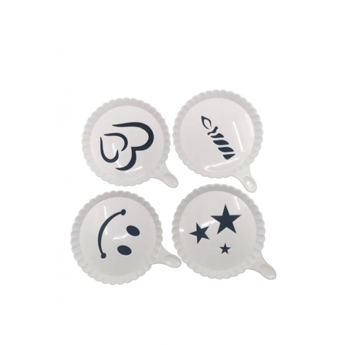 Set 4 forme de ornat cafea sau prajituri Arts I , din plastic, reutilizabile, usor de folosit si curatat, alb, 9 cm, Doty [2]