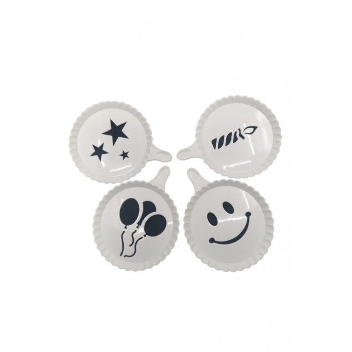 Set 4 forme de ornat cafea sau prajituri Arts II , din plastic, reutilizabile, usor de folosit si curatat, alb, 9 cm, Doty [1]