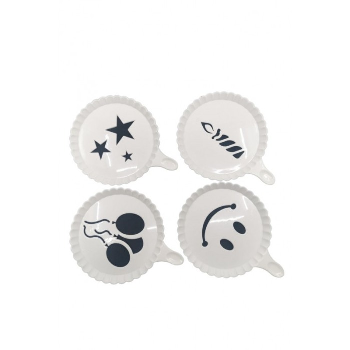 Set 4 forme de ornat cafea sau prajituri Arts II , din plastic, reutilizabile, usor de folosit si curatat, alb, 9 cm, Doty [6]