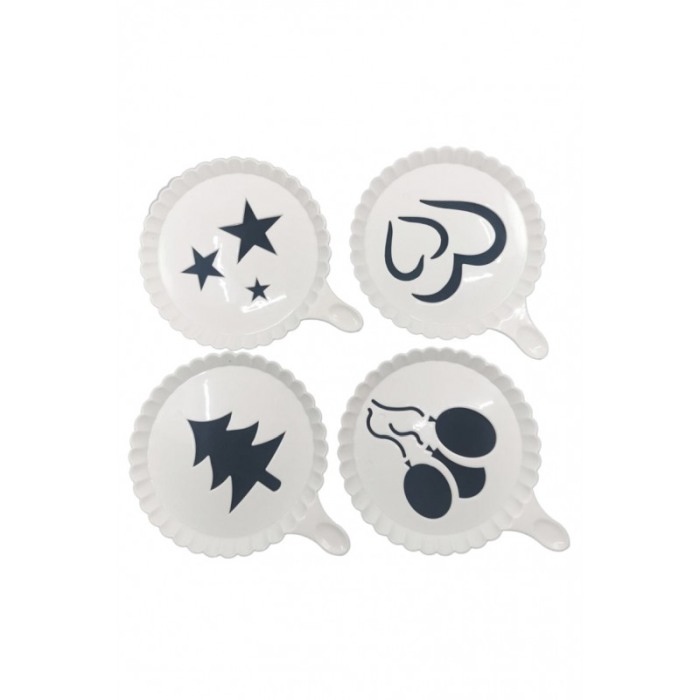 Set 4 forme de ornat cafea sau prajituri Arts III , din plastic, reutilizabile, usor de folosit si curatat, alb, 9 cm, Doty [3]