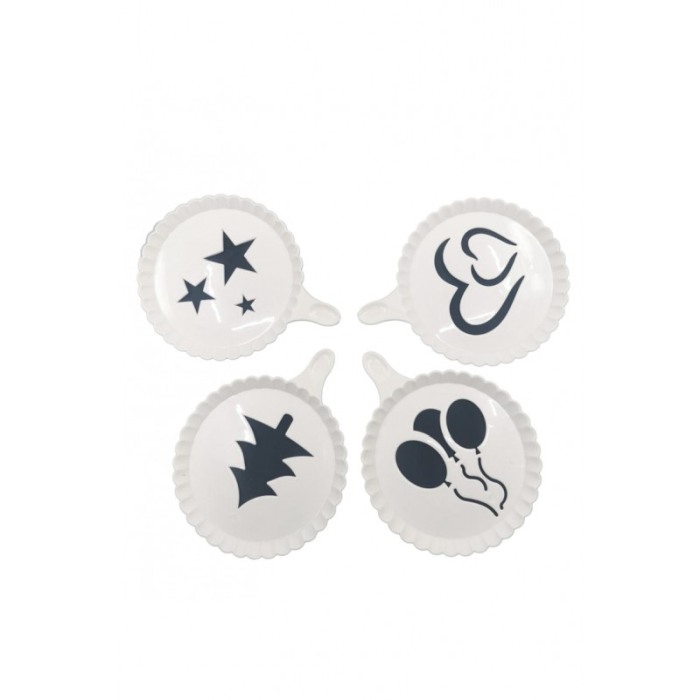 Set 4 forme de ornat cafea sau prajituri Arts III , din plastic, reutilizabile, usor de folosit si curatat, alb, 9 cm, Doty [1]