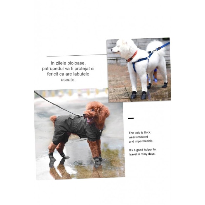 Set 4 ghetute din silicon Animali Boots Doty® pentru caini de talie medie/mare, cu scai, antiderapant, marime XL, 7.5x6 cm [3]
