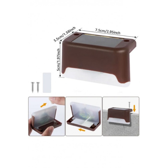 Set 4 lampi solare EasyLight Doty®, sezor de lumina, pentru spatii exterioare, gradini, garduri, trepte, 8x5 cm, maro [6]