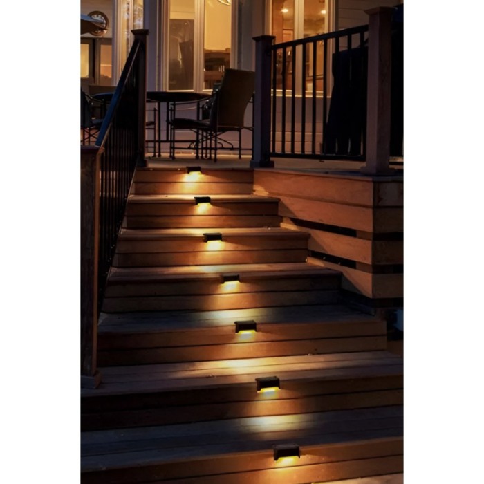 Set 4 lampi solare EasyLight Doty®, sezor de lumina, pentru spatii exterioare, gradini, garduri, trepte, 8x5 cm, maro [3]