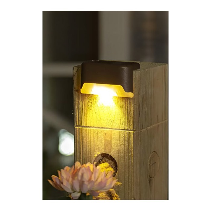 Set 4 lampi solare EasyLight Doty®, sezor de lumina, pentru spatii exterioare, gradini, garduri, trepte, 8x5 cm, maro [7]
