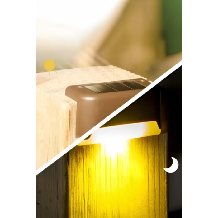 Set 4 lampi solare EasyLight Doty®, sezor de lumina, pentru spatii exterioare, gradini, garduri, trepte, 8x5 cm, maro [9]