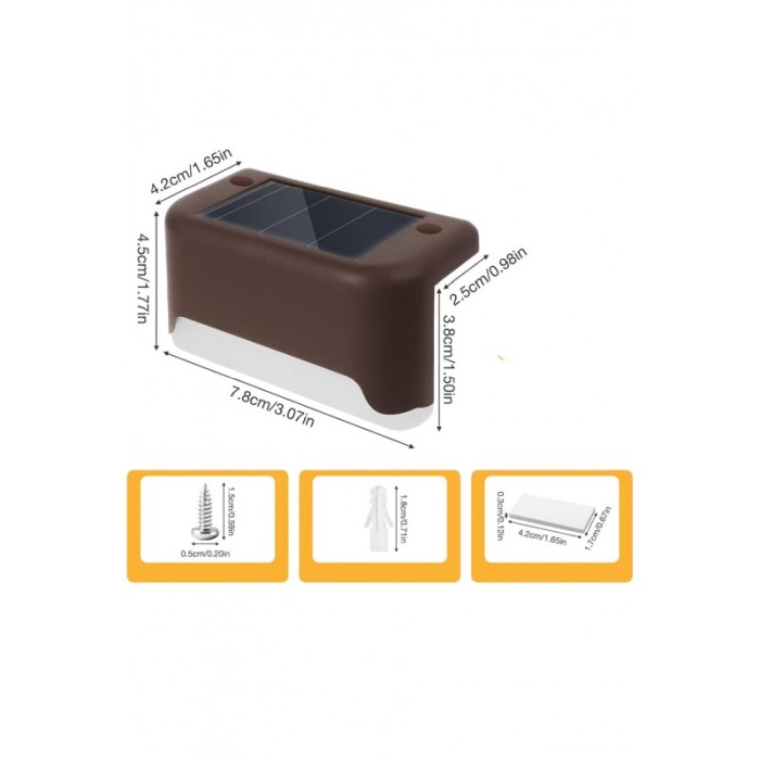 Set 4 lampi solare EasyLight Doty®, sezor de lumina, pentru spatii exterioare, gradini, garduri, trepte, 8x5 cm, maro [2]