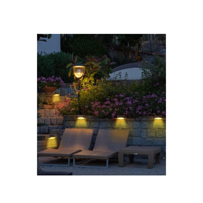 Set 4 lampi solare EasyLight Doty®, sezor de lumina, pentru spatii exterioare, gradini, garduri, trepte, 8x5 cm, maro [5]
