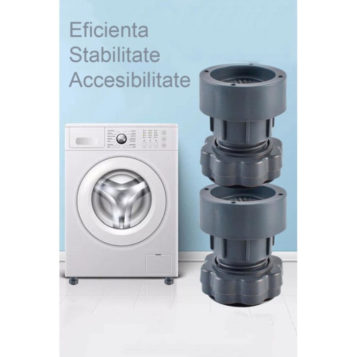 Set 4 picioare pentru masina de spalat rufe MoveIT Suport, Plastic, Se Regleaza Pe Inaltime, Gri, eficiente, Doty® [4]