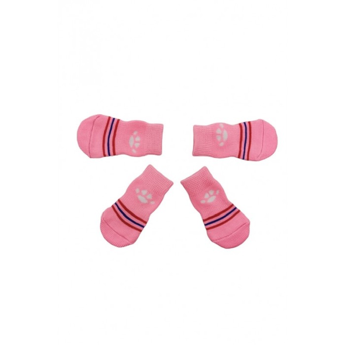 Set 4 Sosete pentru animalele de companie de talie mica, 35 mm, cu talpa anti alunecare, design creativ, roz, Doty [5]