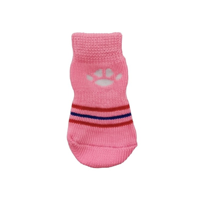 Set 4 Sosete pentru animalele de companie de talie mica, 35 mm, cu talpa anti alunecare, design creativ, roz, Doty [2]