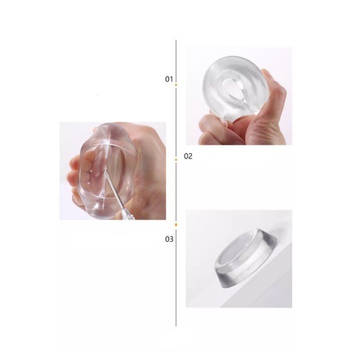 Set 4 suporturi antivibratie FootPad, pentru masina de spalat si mobila, silicon, transparente, 7x2 cm [5]