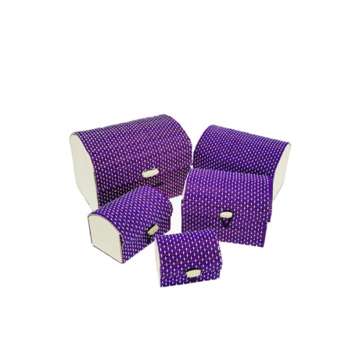 Set 5 Casete bijuterii din bambus culoare Mov [2]