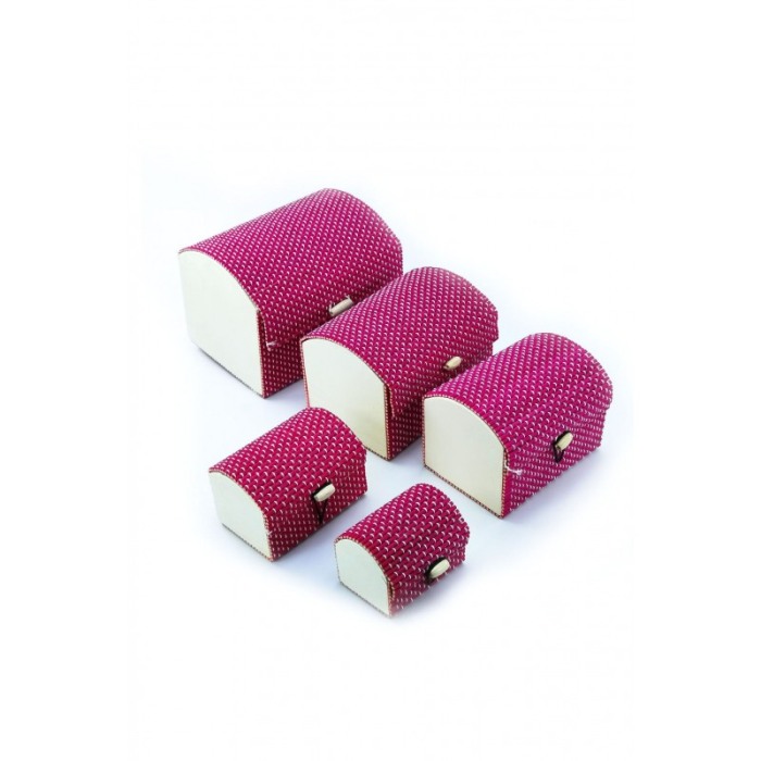 Set 5 Casete bijuterii din bambus, culoare roz,doty [4]