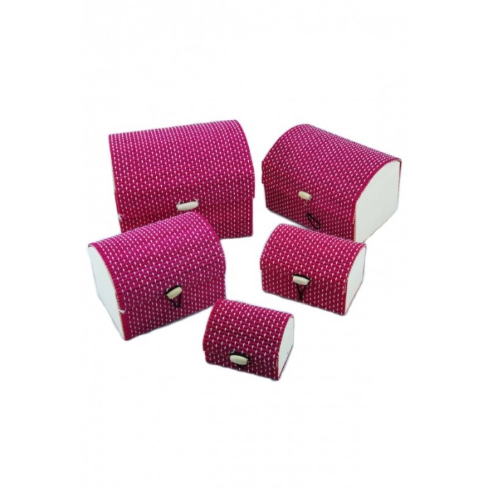 Set 5 Casete bijuterii din bambus, culoare roz,doty [3]