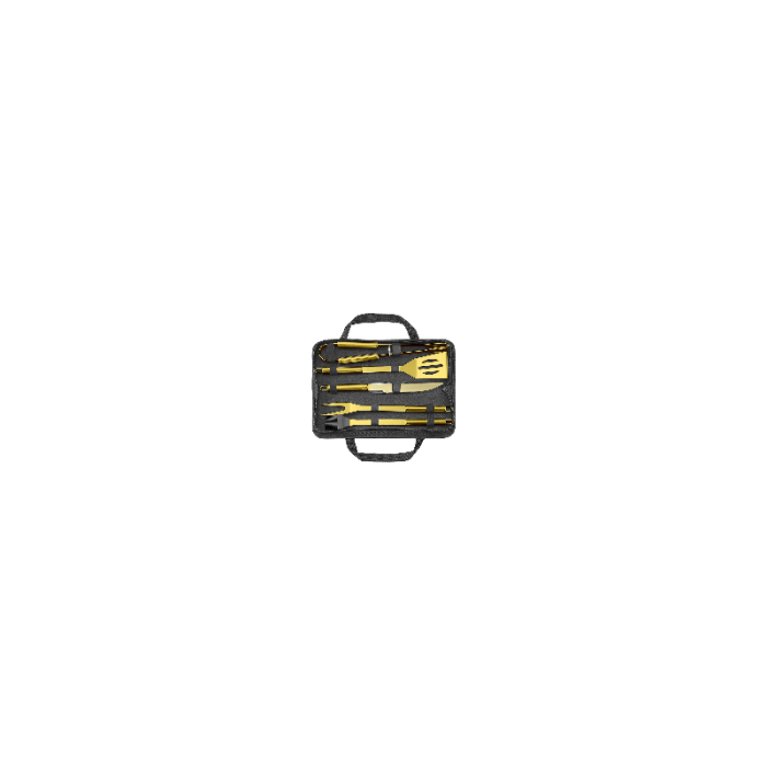 Set 5 ustensile pentru gratar Luxury Gold BBQ, materiale de calitate, geanta depozitare inclusa, auriu [2]