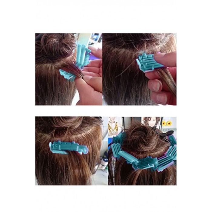 Set 6 bucati Bigudiuri WavyHair, usor de utilizat, pentru volum la radacina si stilizare, turcoaz, 6x3 cm, Doty® [4]
