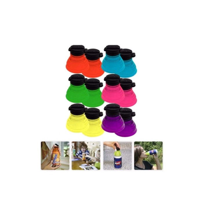 Set 6 capace Soda Tops pentru dozele de suc,usor de utilizat, design modern, multicolor [2]
