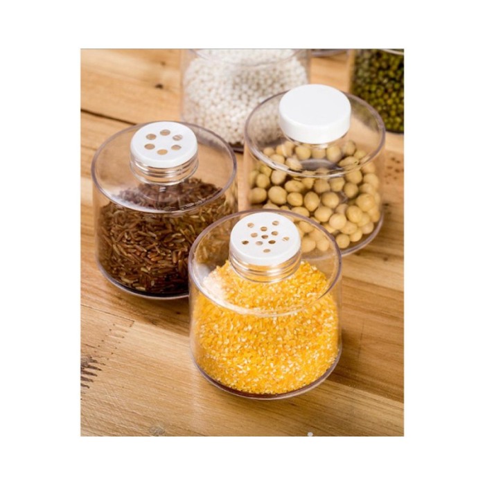 Set 6 recipiente condimente Magic Spice Jar,transparente, suport rotativ 8 cm , alb [3]