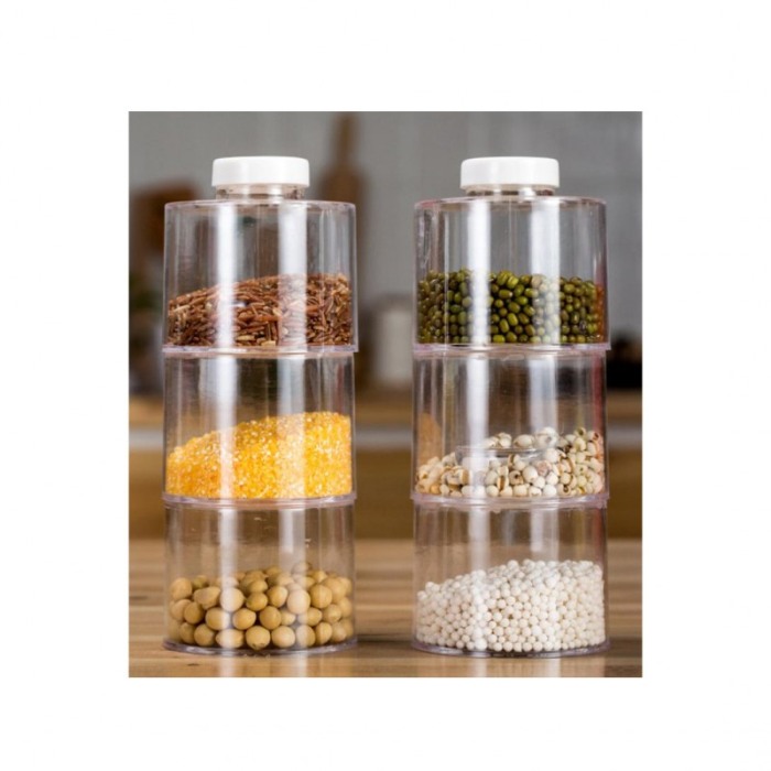 Set 6 recipiente condimente Magic Spice Jar,transparente, suport rotativ 8 cm , alb [5]