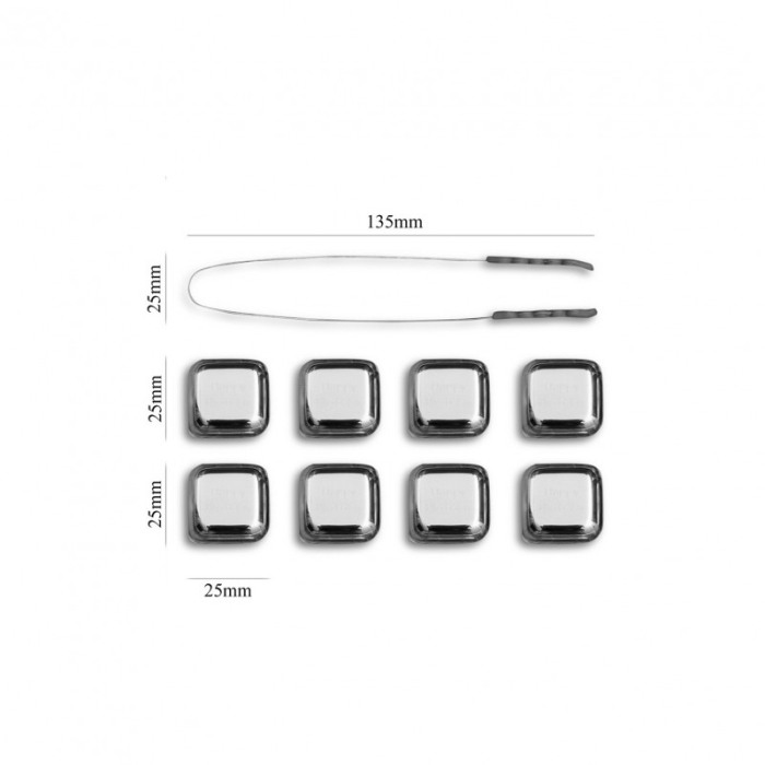 Set 8 cuburi patrate de racire bauturi InstantCold, din otel inoxidabil, refrigerabile, clema inclusa, reutilizabile [4]
