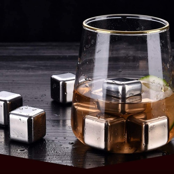 Set 8 cuburi patrate de racire bauturi InstantCold, din otel inoxidabil, refrigerabile, clema inclusa, reutilizabile [3]