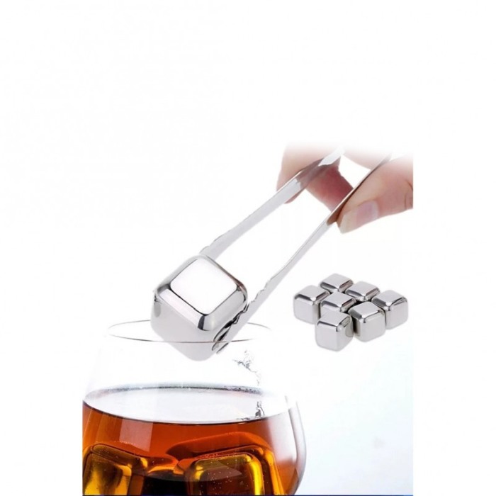 Set 8 cuburi patrate de racire bauturi InstantCold, din otel inoxidabil, refrigerabile, clema inclusa, reutilizabile [7]