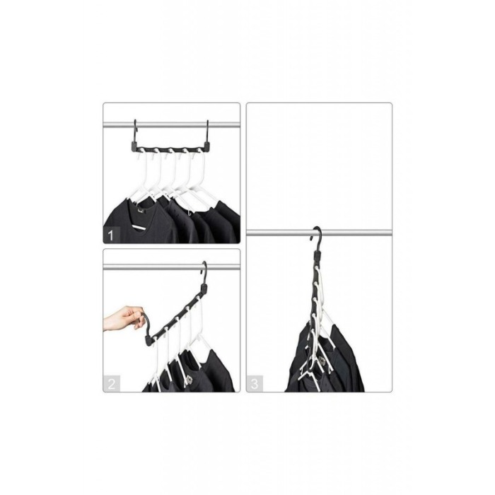 Set 8 organizatoare umerase Hanger Eight, materiale de calitate, multiple functii, economisire spatiul,usor de folosit,negru,dot [3]