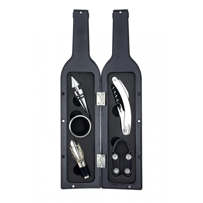 Set accesorii pentru vin WineToolsBottle, 5 accesorii incluse,in forma sticla de vin,material fin, placut la atingere,prindere c [1]