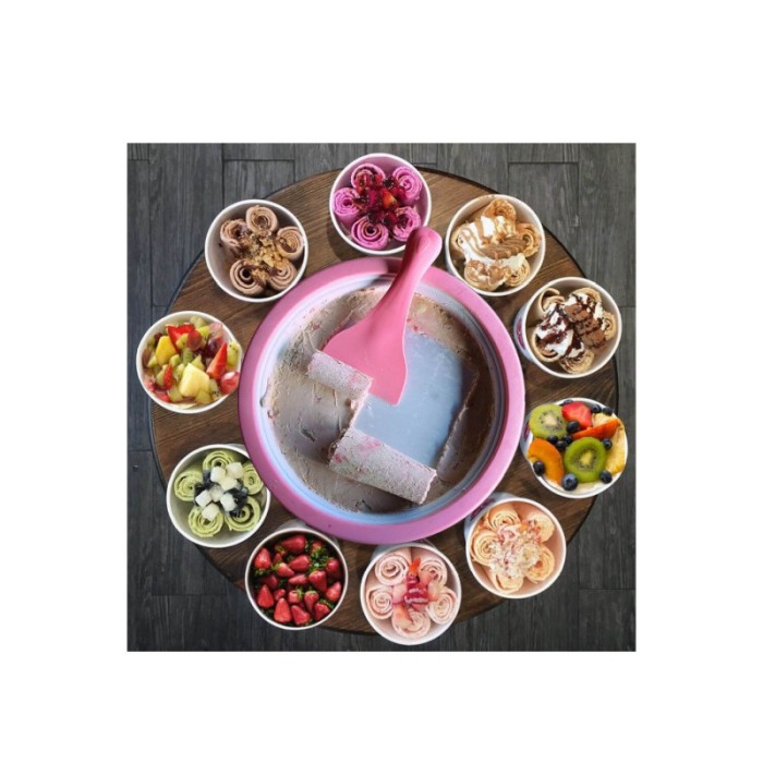 Set Aparat de facut inghetata Sweet Cream Rolls, accesorii incluse, usor de utilizat, roz, 30x 6.5 [3]